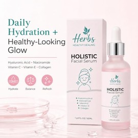 Suero facial holístico – Paquete de valor hidratante de 1.69 onzas líquidas con ácido hialurónico 10%, niacinamida 5%, vitamina C y E, colágeno – Suer