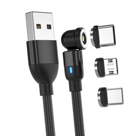 540 Degree Rotating 3 in 1 Magnetic Cable Fast Charging (100cm/3.2ft, Black)