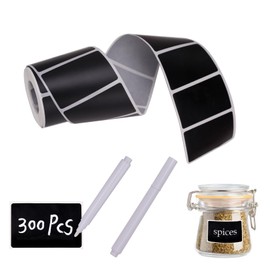 LENGll 300Pcs Waterproof & Reusable Chalkboard Labels - with 2 Erasable Chalk Markers, Removable Sticker Labels for Jars, Bins, Pantry, Office, Classroom & More
