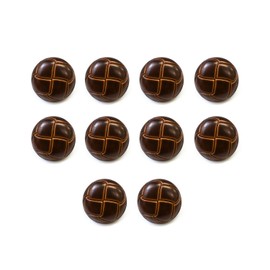 Leather-like Buttons Faux Leather [Brown] for Suits, Coats, Jackets, Blazers Front Cuffs 10-Piece [15mm] Kirakira Punpunmaru B-059