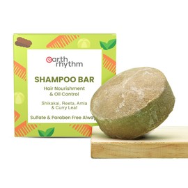 Earth Rhythm Organic Shampoo Bar for Hair Fall & Thinning | Helps in Hair Re-growth | Contains Shikakai, Reeta & Amla Extracts | Men & Women | Sulphate & Paraben Free (80gm)
