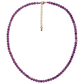Lightock Simple Choker Necklace for Women Real Stone and Crystals Necklaces 4mm Beaded Choker Jewelry Meditation Gift for Women (16"+2"), Stone, Amethyst