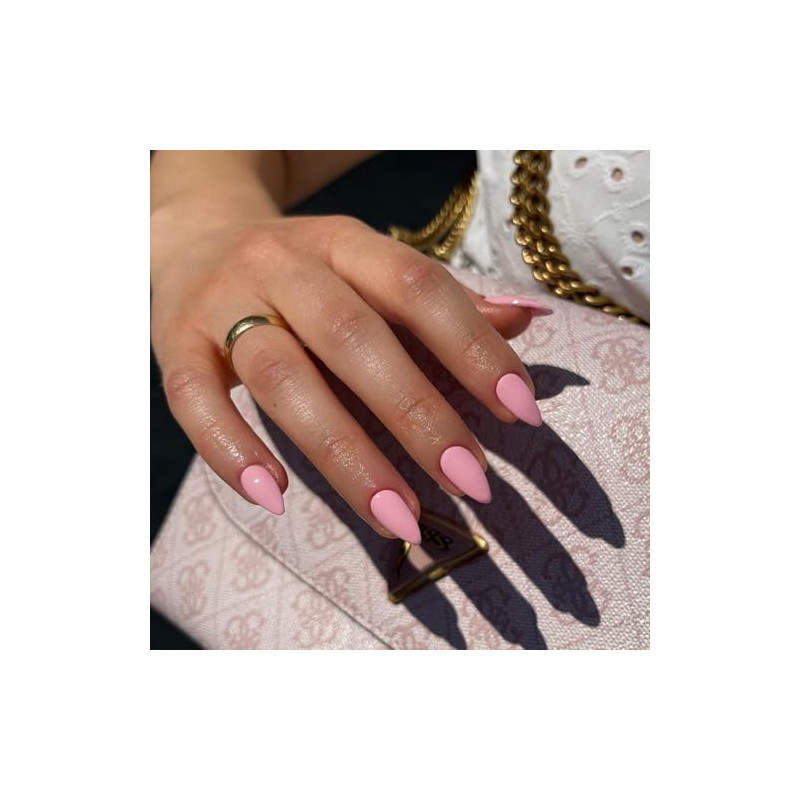 SXVME Uñas Postizas Cortas Almendradas Rosas, Uñas Postizas Con Pegamento,