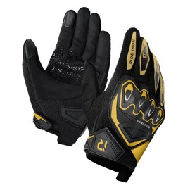 RIDEIRON Men's Summer Motorcycle Gloves, Touch Screen, Non-Slip, Soft, Breathable and Comfortable for Motorcycling, Mountaineering, Hiking and Other Outdoor Sports, Gold, L