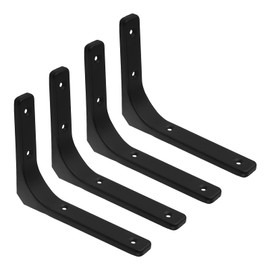 Yetaha 4PCS Shelf Brackets L Shape heavy duty, Black Shelf Bracket, Heavy Duty Metal Bracket 200mm for Scaffold Board Shelving, Iron Industrial Shelf Support Wall Hanging