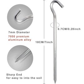 ZhaoCo 10 Pcs Tent Pegs 7'' Metal Heavy Duty Tent Hooks Aluminum Alloy Rust Free Long Life Strong Camping Ground Pegs, Ideal for Tarpaulin Football Net Marquees Hiking Traveling Beach and Outdoor