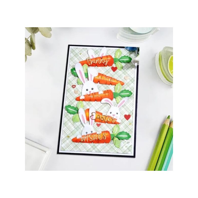 Merry Easter Bunny Carrots Metal Die Cuts,Spring Sunflower Frame Leaf