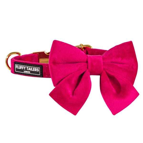 Fluffy Tailers Pretty in Pink Velvet Adjustable Dog Collar With