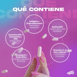 Vitaminas Mujer Fortalece Cabello Piel Uñas Biotina Colágeno Ácido Hialurónico Coenzima Q10 Superóxido Dismutasa Apoya Energía y Bienestar Femenino Her Secret BPN PRO 60 Cápsulas