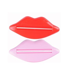 Lip Kiss Bathroom Tube Dispenser Toothpaste Cream Squeezer X2 RED AND PINK