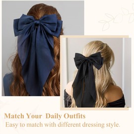 TERSE Lazos Para El Cabello Para Mujeres Lazos Grandes Accesorios Para El Cabello Para Mujeres Y Niñas Lindos Clips De Lazo Extragrandes Con Colas Largas Cinta De Satén Sedosa