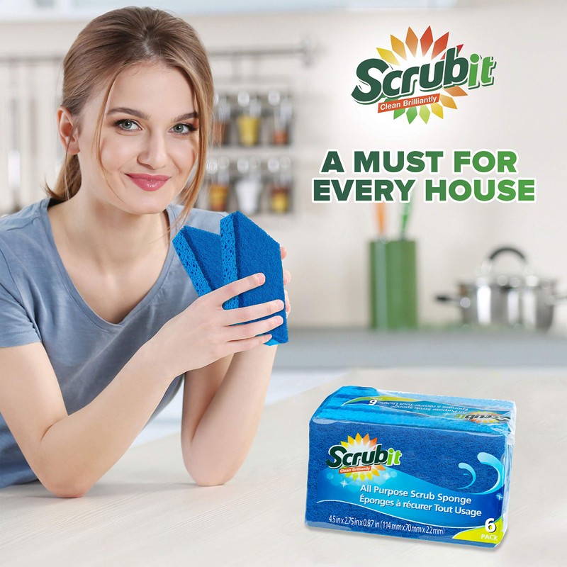SCRUBIT Kitchen Scrub Sponges - Non-Scratch Dishwashing Sponge for Cleaning
