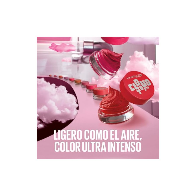 Maybelline Cloudtopia Blush para mejillas y labios,14H, tono carmesí divino