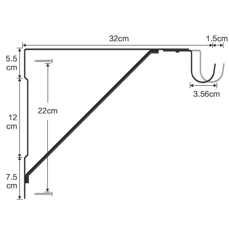 Eau Adjustable Hook Closet Rod Bracket, 4 Packs of Black
