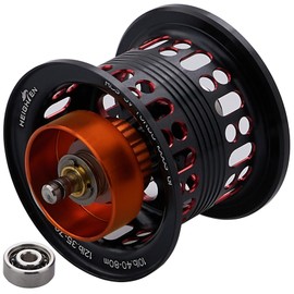 HEIGHTEN Reel Spool 2-Stage Movable Daiwa (DAIWA) Bait Reel Replacement Spool with Bearings for Steez/Zillion/Ryoga/Morethan/Silver Wolf (Black & Red) (715)