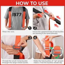 Ytonet Moving Straps, Lifting Straps for Moving Furniture, 2-Person Shoulder Lifting and Moving System for Appliances, Mattresses, Heavy Objects up to 800lbs, 145 Inches Long Moving Body Strap Orange