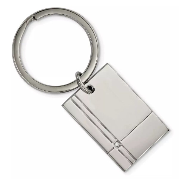 The Black Bow Stainless Steel & CZ Polished & Grooved
