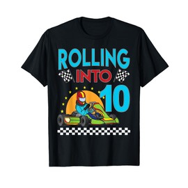 Rolling into 10 Go Kart Racing Go-Kart 10th Birthday Racing T-Shirt