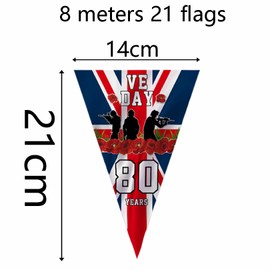 1 PCS VE Day 80th Anniversary Banner,VE Day Bunting,VE Day Flag,VE Day 80th Anniversary Decorations,Victory Day Flag,Victory Day Decoration Flags Banner（14 x 21 cm）