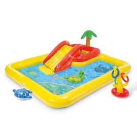 Intex 100" x 77" Inflatable Ocean Play Center - Backyard Toddler Kiddie Pool and Water Game Outdoor Set with Water Slide and Built-in Sprayer