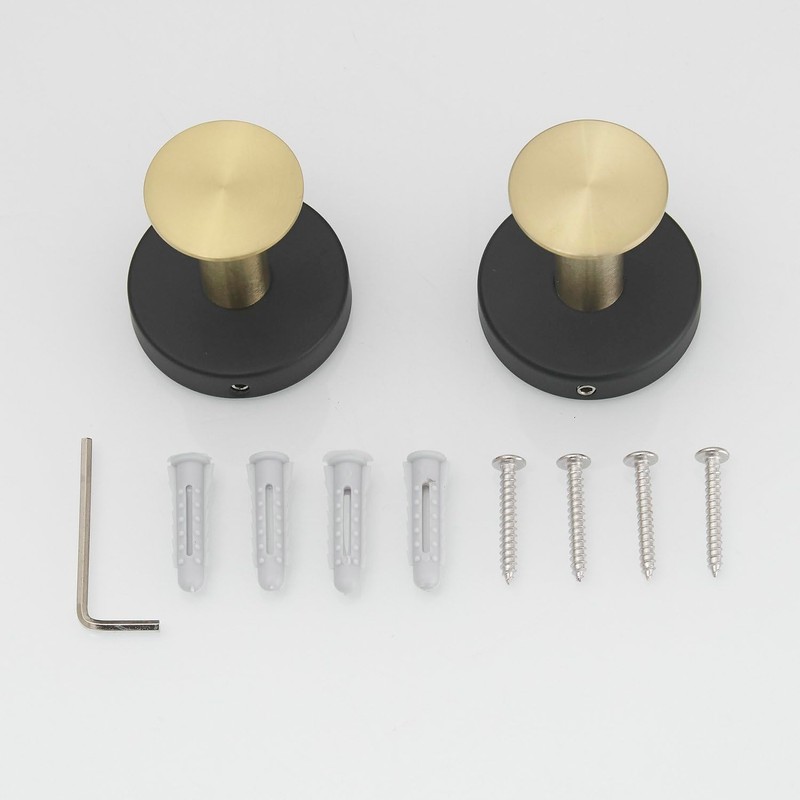 Beelee 4-Pack Robe Towel Hooks Gold+Black, Wall Hooks Coat Hooks