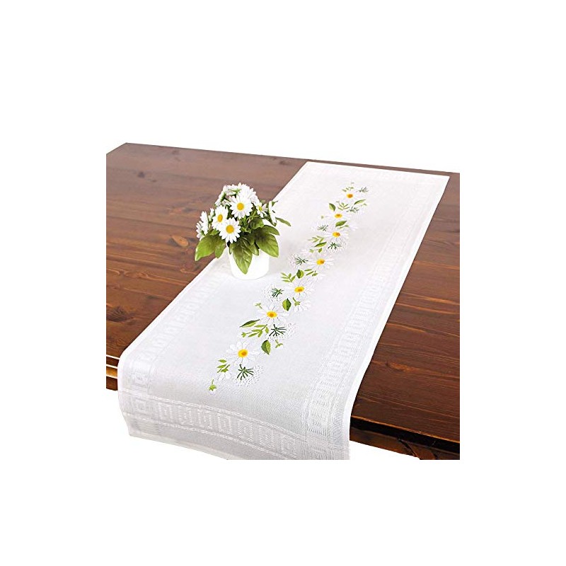 Embroidery Kit Daisies, Table Runner Set for Embroidery, Summer Embroidery