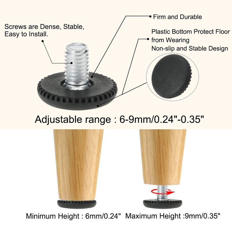 sourcing map M8 x 10 x 25mm Leveling Feet Adjustable