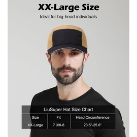 LiuSuper XXL Performance Hat Big Head, Golf Hat for Men Women, Water-Resistant Sun Hat, Adjustable Summer Sport Cap Outdoor (US, Alpha, One Size, Black+Earthy Yellow)
