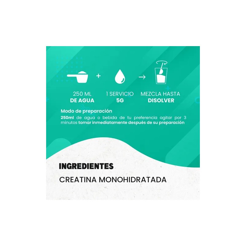 Creatina Monohidratada Green 500g 100 Servicios