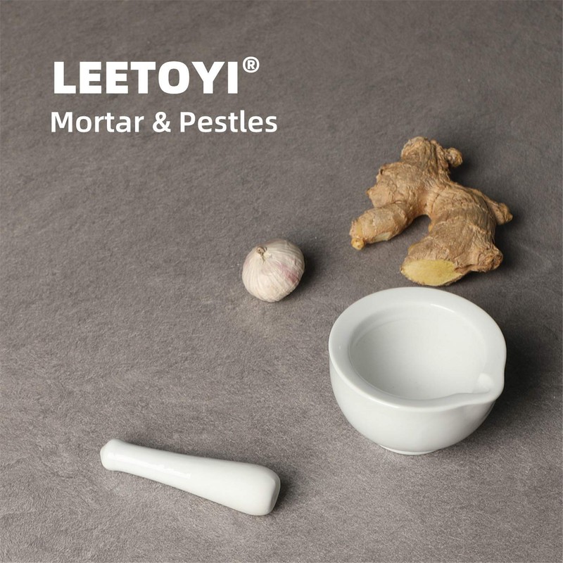 LEETOYI Porcelain Small Mortar and Pestle, Ceramic Herb Grinder Pill