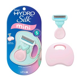 Schick Hydro Silk Mini maquinilla de afeitar para mujer | Maquinilla de afeitar para mujer, artículos de tocador de tamaño de viaje, maquinilla de afeitar de viaje de 5 cuchillas, incluye 1 mini mango
