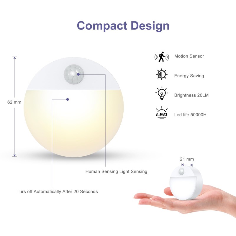 OQIMAX Motion Sensor Light, Battey Powered Under Cabinet Lights, Double
