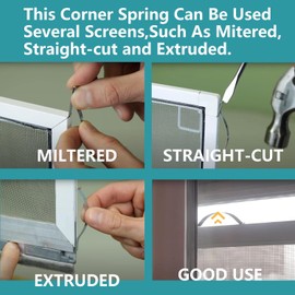 Window Screen Tension Spring Corner Clips 30 PCS 1/4 Inch x 2-3/4 Inch Aluminum Channel Screen Replacement Silver
