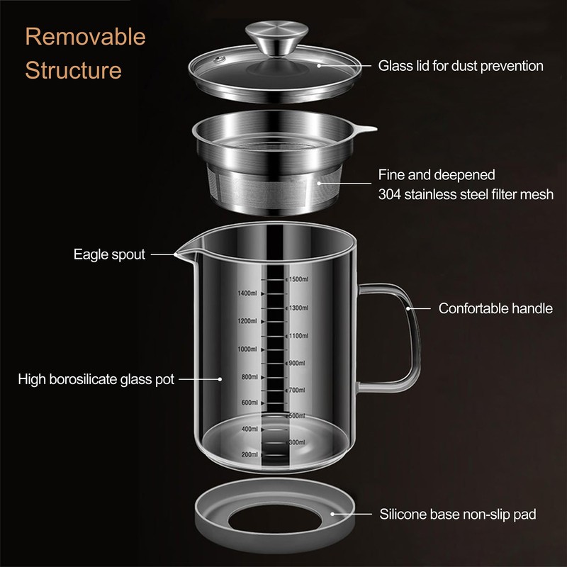 Abdodar 50oz Glass Oil Strainer Container with Fine Mesh Strainer