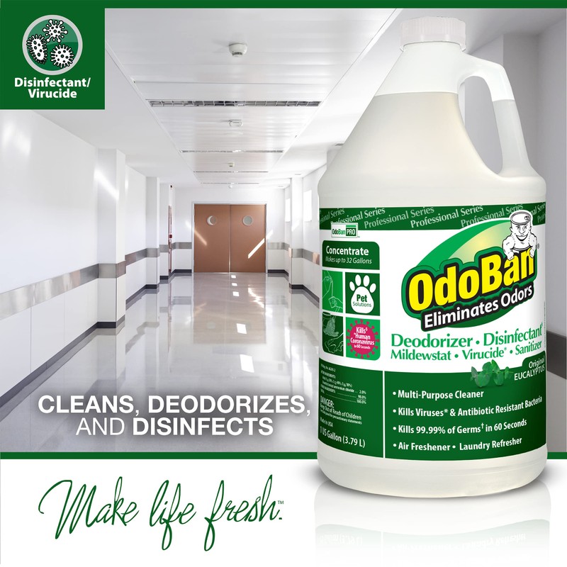 OdoBan Professional Disinfectant and Odor Eliminator Concentrate, 4 Gallons, Original