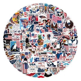 100 PCS 4th of July Stickers, Patriotic Independence Decor for Kids, Waterproof Vinyl Decals for Laptop, Bike, CarPatriotic Stickers for Kids, American Flag, USA, Party Supplies