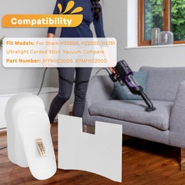 Tiypitcay HZ2000 Filters for Shark Vertex Ultralight DuoClean PowerFins Corded Stick Vacuum HH202 HH205 HH202 HZ2000C HZ2002 HZ2003C HZ251 HZ602 HZ700 UV580, 3 Foam Felt Filters, 3 Post-Motor Filters