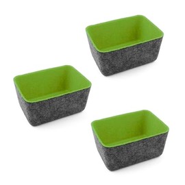 Three by Three Seattle felt·like·it! Deep Organizer Tapered Storage Bins – Eco-Friendly, Stylish Organization for Home & Office, 3 Pack, Spring Green