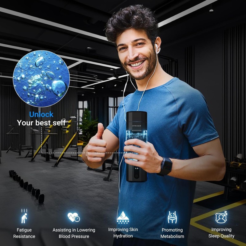 【6000PPB】 DYNAMX Hydrogen Water Bottle, Portable Hydrogen Generator, SPE/PEM Technology