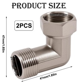 2 pieces 3/4 inch stainless steel movable screw connection, 304 stainless steel angle 90°, 3/4 inch male thread x 3/4 inch female thread, DN20 90 degree angle fitting for water installations and