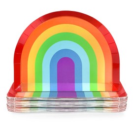 JarThenaAMCS 24Pcs Rainbow Paper Plates Gay Pride Day Disposable Plates Colorful Decorative Tableware for Dessert Appetizer Wedding Birthday Party Decor Supplies, 7.6 x 10 Inch