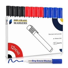 maxtek maxtek Whiteboard Marker 12 Whiteboard Stifte Rundspitze ca.2-3mm Linienbreite, Set mit 3 Farben hohe Qualität Geruchsarme Tinte, Zubehör für Schule, Büro, Zuhause