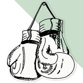 'Hanging Boxing Gloves' Clear Sticker Decal – Waterproof Film for Windows, Cars, Walls & Crafts, XL (460mm) (DC00086668)