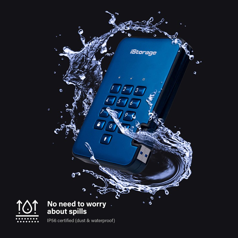 iStorage diskAshur2 HDD 1TB Blue | Secure portable hard drive