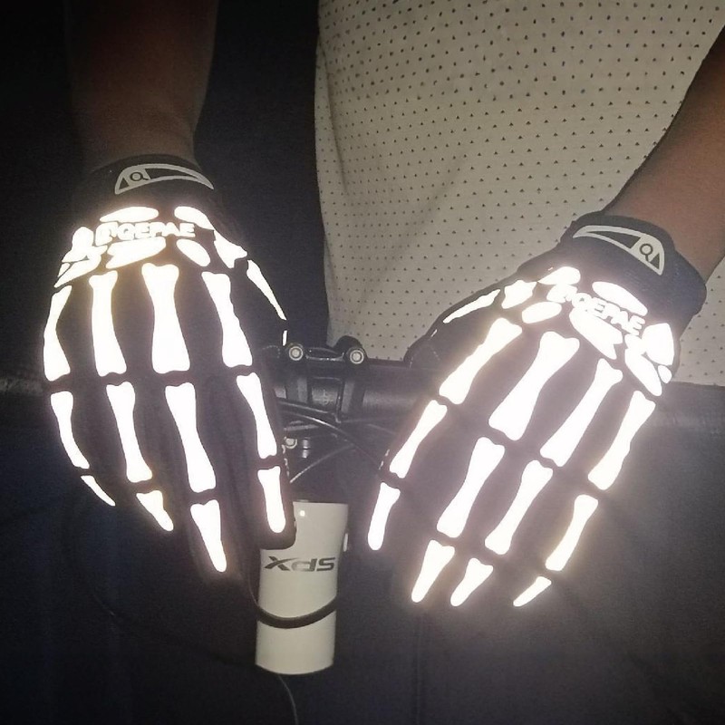 YAPJEB Skeleton Gloves Adjustable, Touch Screen Windproof Skull Gloves fit