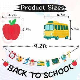 VILIFEVER 2 Piece Back to School Banner, First Day of School Banner Welcome Back Decorations Garland Classroom Teacher Office Decor Party Supplies, Pre-Strung