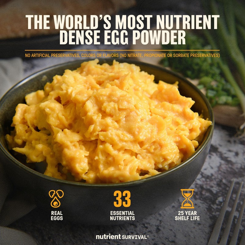 70 Egg Equivalent Nutrient Survival Vitamin Powdered Eggs Blend, Freeze