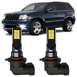 XFLHEHD Grand Cherokee LED Fog Lights Fits for 1999-2010 Jeep Grand Cherokee, 6500K Cool White Grand Cherokee Fog Lights Bulbs Replacement Kit, Direct Plug and Play, Pack of 2