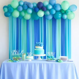 Captain Décor 6 Blue Streamers, 492ft Pack of Blue Crepe Paper Roll, Blue Streamers Party Decorations, Blue Bachelorette Party Decorations (1.8 inch x 82 ft/Roll)