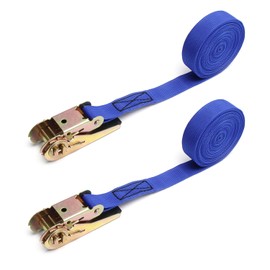 MroMax 0.98" Width x 16.4ft Length Ratchet Lashing Straps Polypropylene Cam Buckle Lashing Straps 800Kg Load Cargo Tie Down Strap 25mm x 5M for Moving Cargo Blue Tone 2Pcs